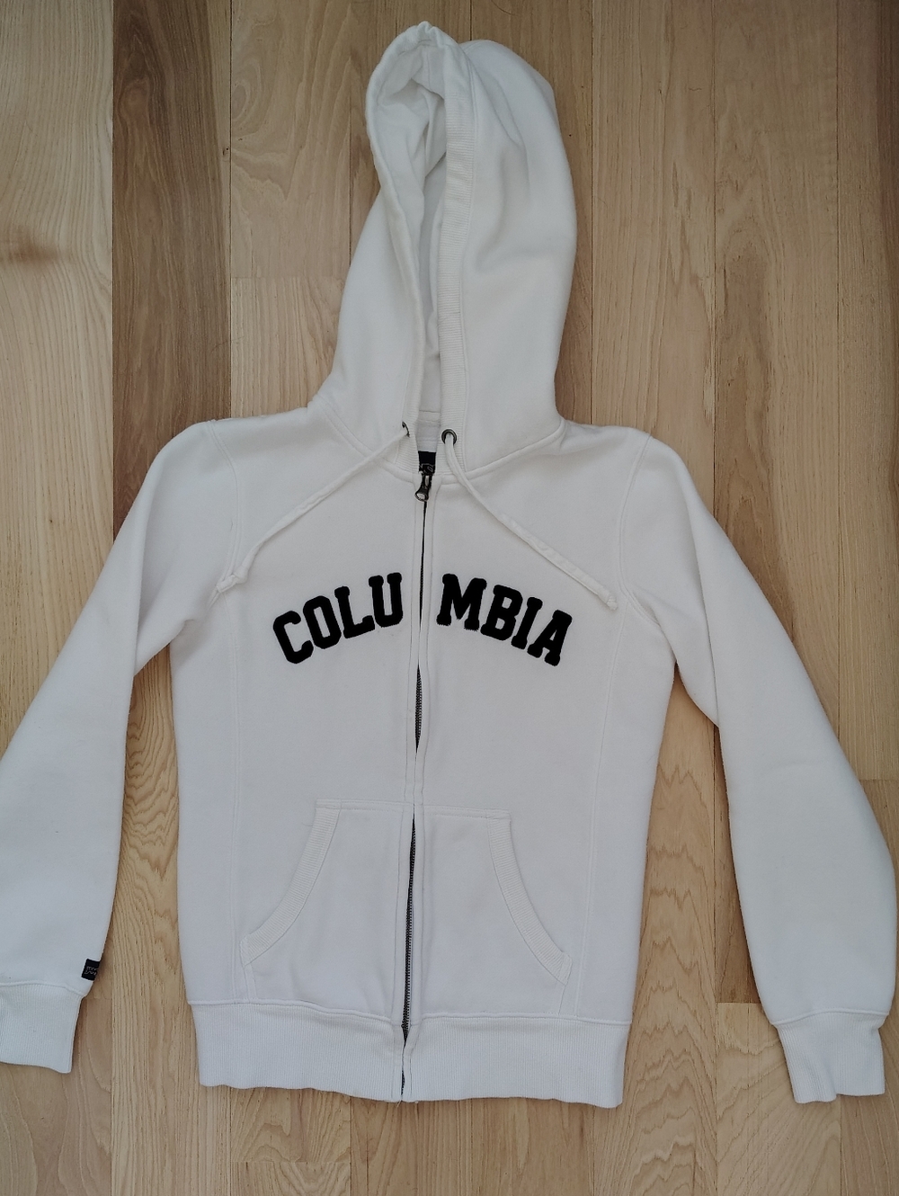 Columbia University Vintage White Zip Hoodie with Arch Logo Size S